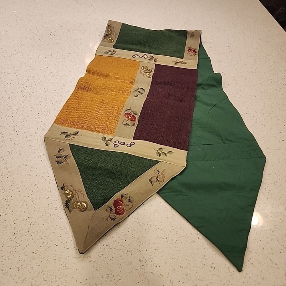 Pier 1 Imports Table Runner Pumpkin Burlap Jute Warm Colors 72"x14" Country Fall